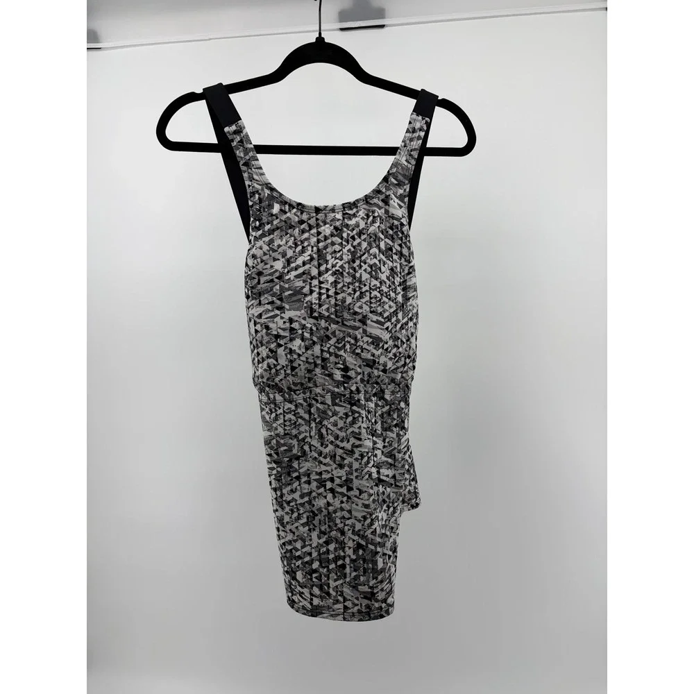 NIKE, Black & White Print Cross Back Tankini Top, Women's Size 3X